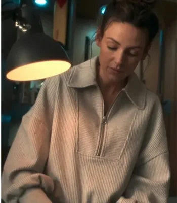 Fool Me Once 2024 Michelle Keegan White Half Zip Jacket
