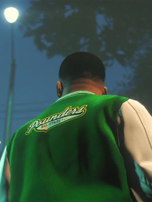 GTA V LS Pounders Bomber Green Letterman Jacket
