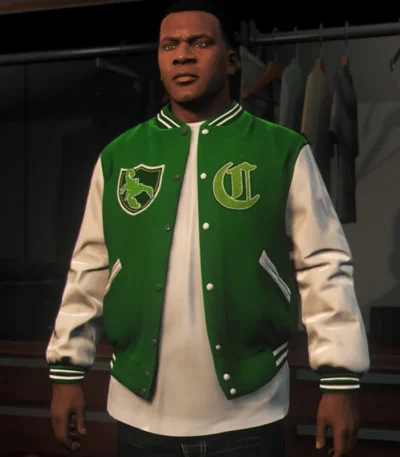 GTA V LS Pounders Bomber Green Letterman Jacket