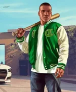GTA V LS Pounders Bomber Green Letterman Jacket