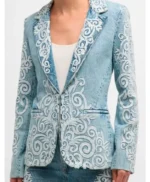 Found Gabi Mosely Embroidered Denim Blazer