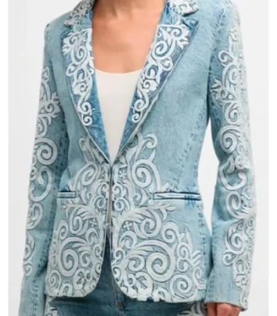 Found Gabi Mosely Embroidered Denim Blazer