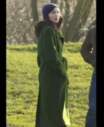 Gemma Chan Eternals 2021 Long Green Coat