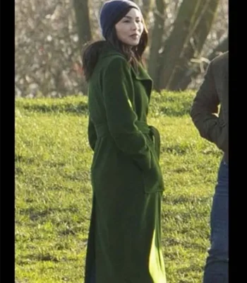 Gemma Chan Eternals 2021 Long Green Coat