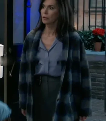 General Hospital Anna Devane Blue Plaid Coat