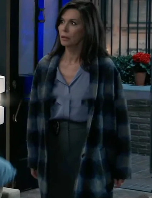 General Hospital Anna Devane Blue Plaid Coat General Hospital Anna Devane Blue Plaid Coat