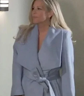General Hospital Carly Corinthos Blue Wrap Coat