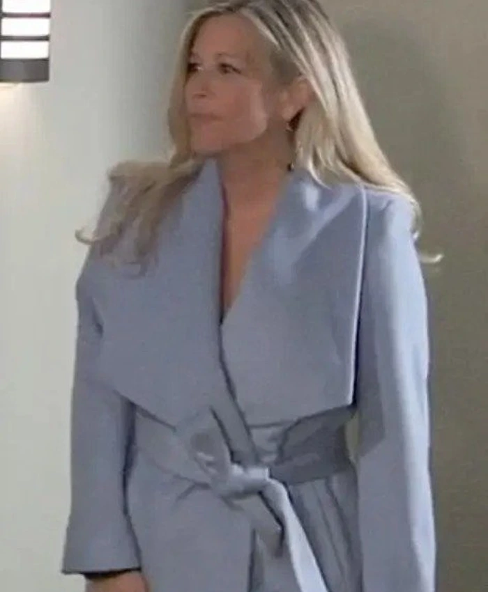 General Hospital Carly Corinthos Blue Wrap Coat General Hospital Carly Corinthos Blue Wrap Coat