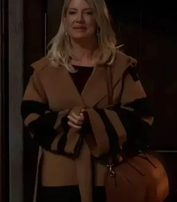 General Hospital Nina Reeves Brown Hooded Coat