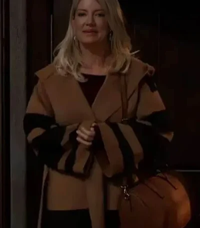 General Hospital Nina Reeves Brown Hooded Coat