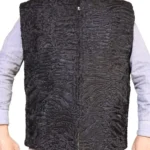 Genuine Persian Lamb Black Fur Vest Waistcoat