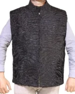 Genuine Persian Lamb Black Fur Vest Waistcoat