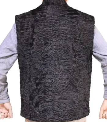 Genuine Persian Lamb Black Fur Vest Waistcoat