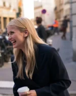 Emily in Paris Camille Razat Black Wool Coat