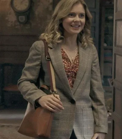 Ghosts S01 Rose McIver Grey Checked Blazer