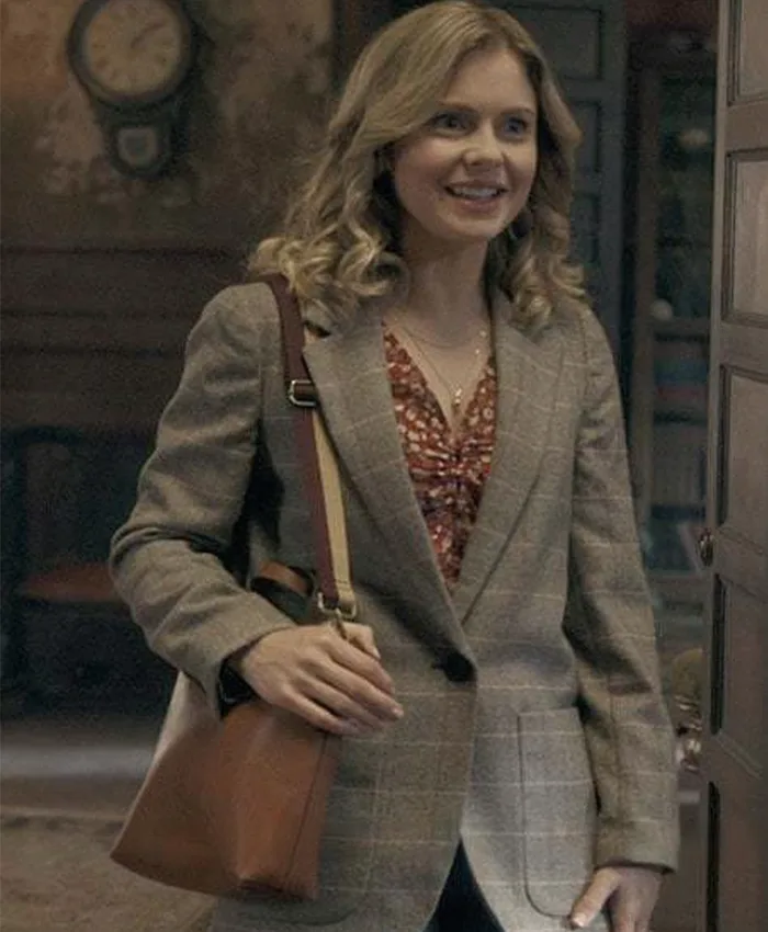 Ghosts S01 Rose McIver Grey Checked Blazer Ghosts S01 Rose McIver Grey Checked Blazer