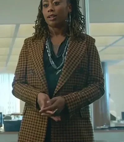 Good Trouble S04 Malika Williams Checked Brown Blazer