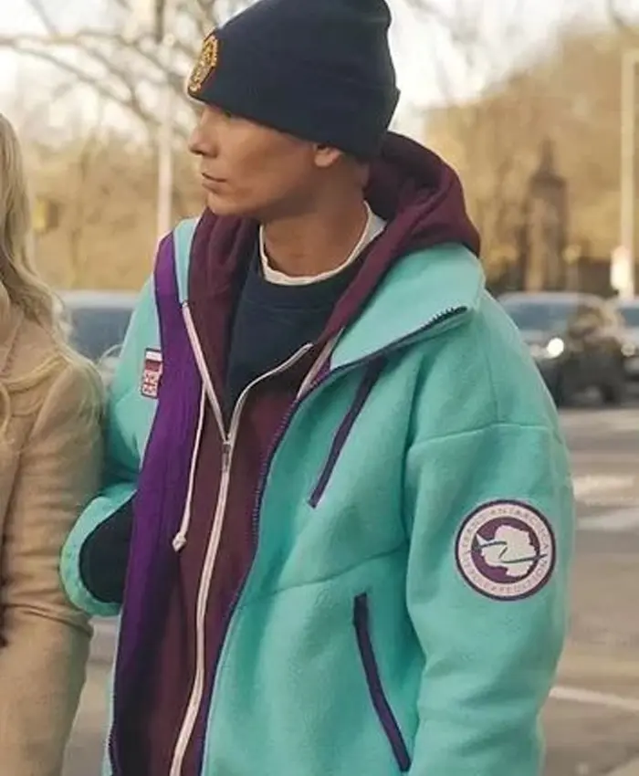 Gossip Girl S02 Evan Mock Turquoise Fleece Jacket Gossip Girl S02 Evan Mock Turquoise Fleece Jacket