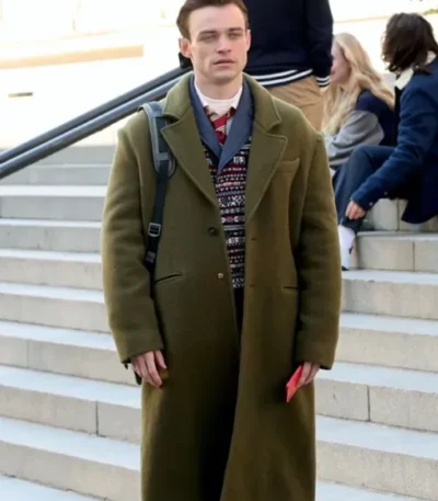 Gossip Girl S02 Thomas Doherty Green Trench Coat