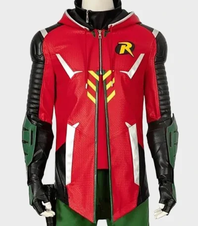 Gotham Knights Robin Red Leather Jacket