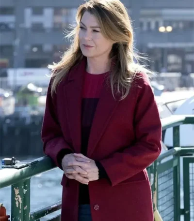 Grey’s Anatomy Ellen Pompeo Maroon Coat