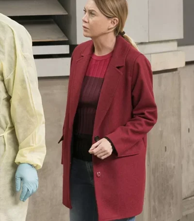 Grey’s Anatomy Ellen Pompeo Maroon Coat