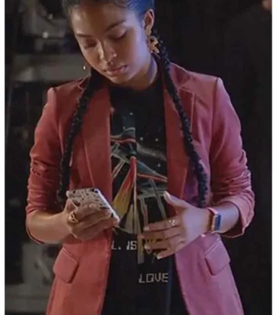 Grown-Ish S1 E6 Zoey Johnson Pink Velvet Blazer