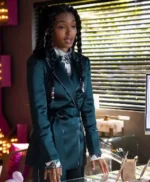 Grown-ish S04 Zoey Johnson Satin Green Blazer