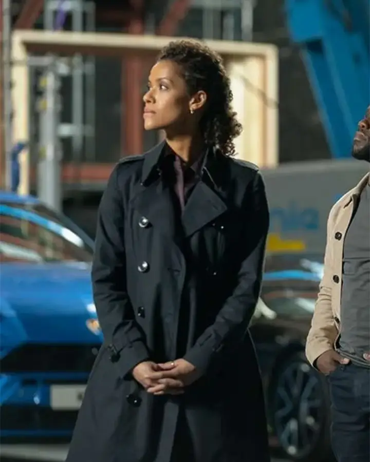 Gugu Mbatha-Raw Lift 2024 Black Trench Coat Gugu Mbatha-Raw Lift 2024 Black Trench Coat