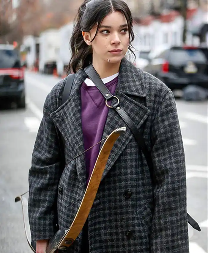 Hailee Steinfeld Hawkeye Black Plaid Coat Hailee Steinfeld Hawkeye Black Plaid Coat