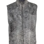 Handmade Persian Lamb Karakul Astrakhan Grey Fur Waistcoat