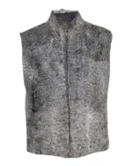 Handmade Persian Lamb Karakul Astrakhan Grey Fur Waistcoat