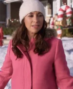 Haul Out The Holly Lit Up 2023 Lacey Chabert Pink Wool Coat
