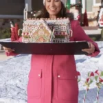 Haul Out The Holly Lit Up 2023 Lacey Chabert Pink Wool Coat