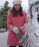Haul Out The Holly Lit Up 2023 Lacey Chabert Pink Wool Coat