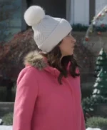 Haul Out The Holly Lit Up 2023 Lacey Chabert Pink Wool Coat