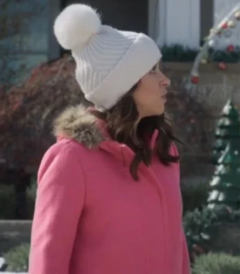 Haul Out The Holly Lit Up 2023 Lacey Chabert Pink Wool Coat