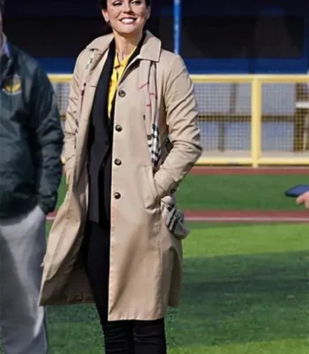 Hearts In The Game 2023 Erin Cahill Beige Coat