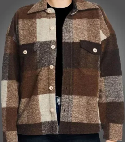 Emma Roberts Holidate Green Plaid Coat