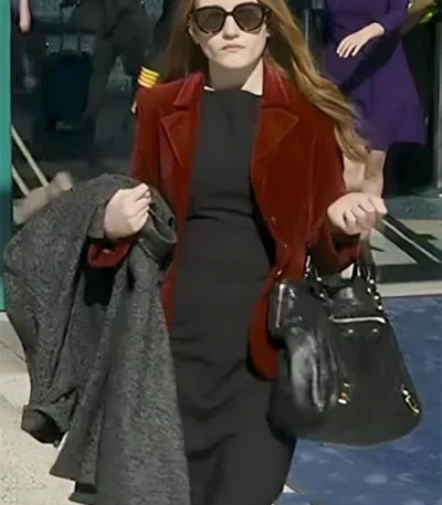 Inventing Anna Delvey Red Velvet Coat