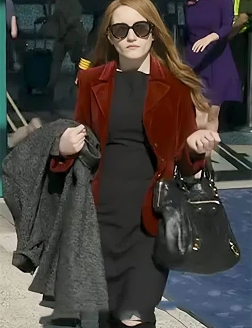 Inventing Anna Delvey Red Velvet Coat Inventing Anna Delvey Red Velvet Coat