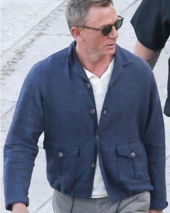 James Bond No Time To Die Shirt Style Blue Jacket James Bond No Time To Die Shirt Style Blue Jacket
