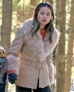 Jamie Chung Dexter New Blood Beige Fur Trim Jacket