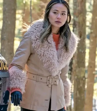 Jamie Chung Dexter New Blood Beige Fur Trim Jacket