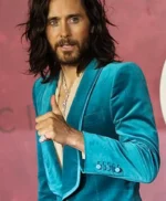 Jared Leto House Of Gucci Blue Velvet Blazer Jacket