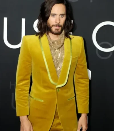 Jared Leto House Of Gucci Yellow Velvet Blazer Jacket