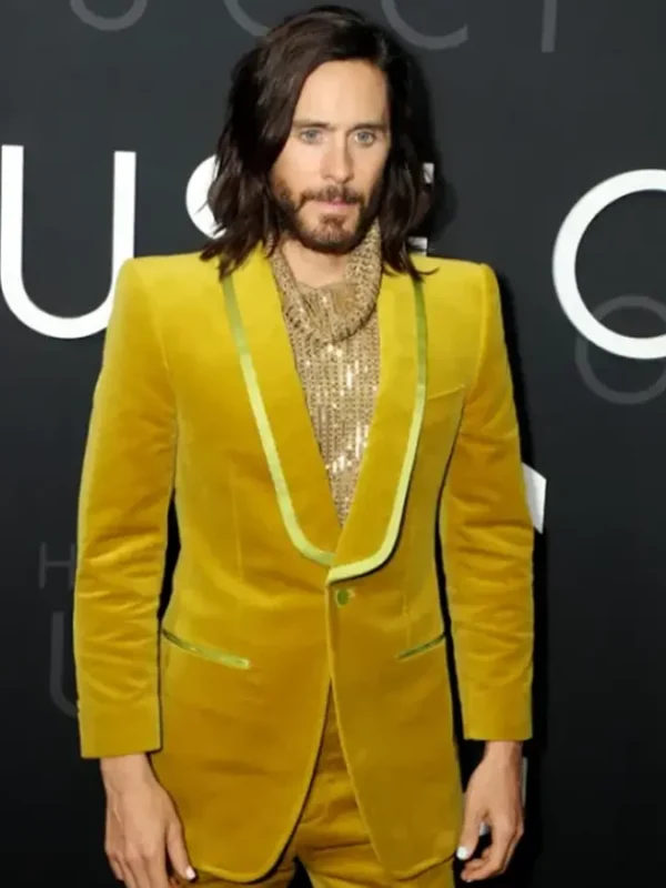 Jared Leto House Of Gucci Yellow Velvet Blazer Jacket
