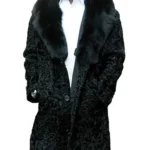 Jeffery Persian Lamb Astrakhan Black Fox Fur Collar Coat