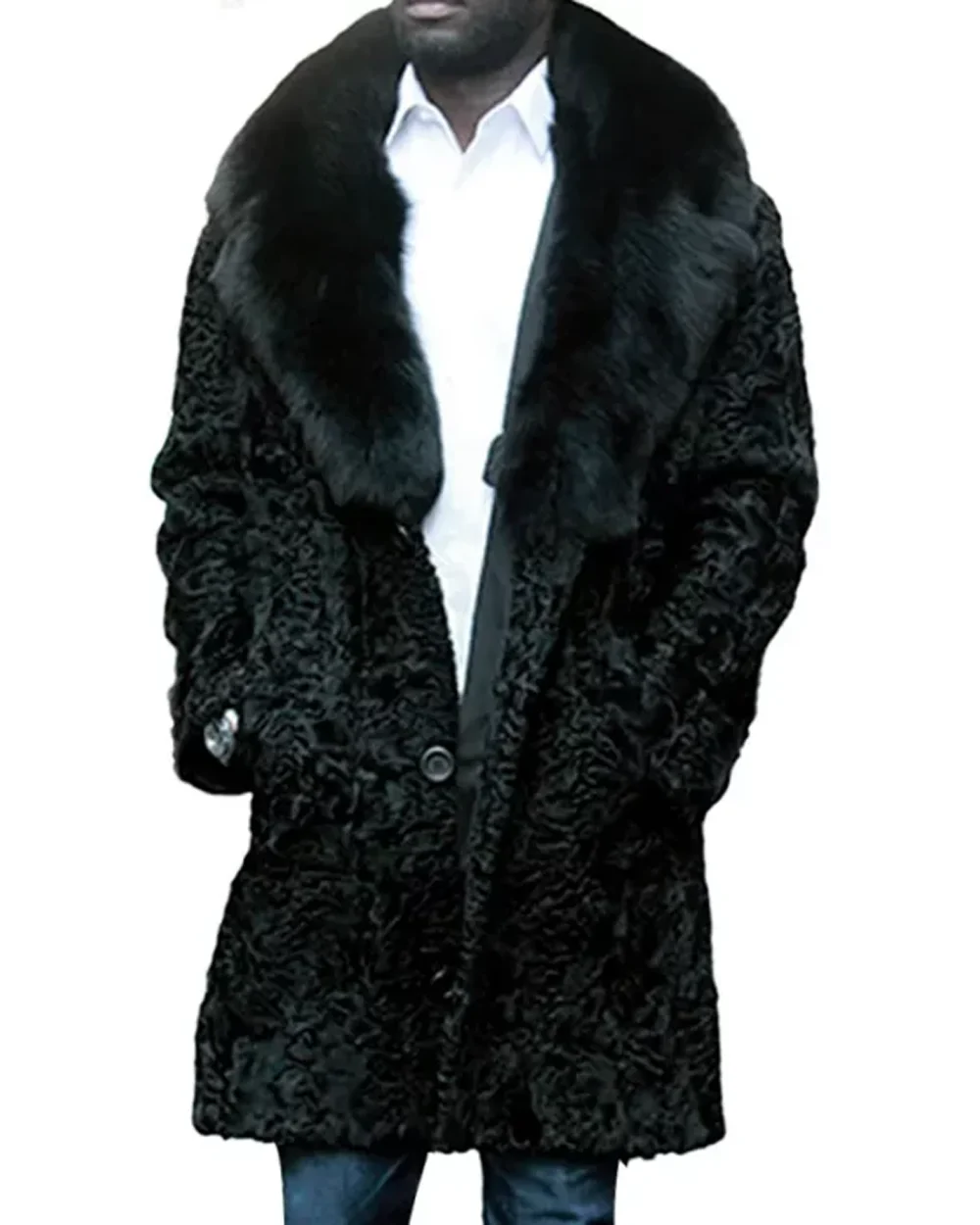 Jeffery Persian Lamb Astrakhan Black Fox Fur Collar Coat Jeffery Persian Lamb Astrakhan Black Fox Fur Collar Coat