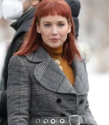 Jennifer Lawrence Don’t Look Up Long Trench Checked Coat